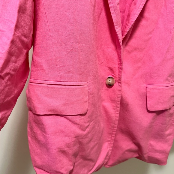 Linen blend pink oversized blazer - Picture 2 of 4